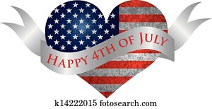 Happy 4th of July Heart with Scroll