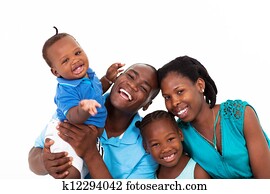 happy african family isolated on white