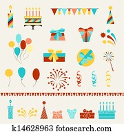 Happy Birthday party icons set. Happy Birthday party icons set.