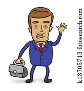 happy businessman with briefcase 