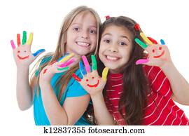 happy kids playing paint happy kids playing paint