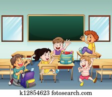 Happy students inside a classroom Happy students inside a classroom
