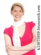 Happy woman wearing a scarf