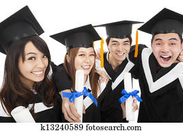 happy young graduate students group