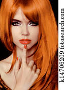 Healthy Long Hair. Beautiful Model Woman. Secret. Hairstyle. Stylish Haircut. Fringe. 