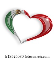heart with mexican flag colors on white background heart with mexican flag colors on white background