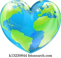 Heart world globe concept Heart world globe concept