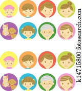 heureux, faces, et, triste, faces