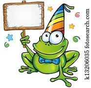 heureux, grenouille, fête, à, enseigne
