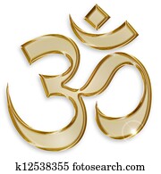 hindu om symbol isolated on white background