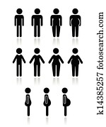 hombre, y, cuerpo mujeres, tipo, iconos