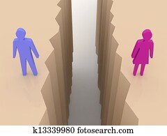 hombre y mujer, dividir, en, lados