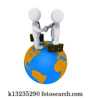 hombres de negocios, convenir, encima de, la tierra