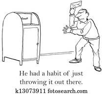 homem, lances, seu, letra, em, a, caixa postal