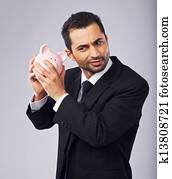 homem, segurando, um, cofre