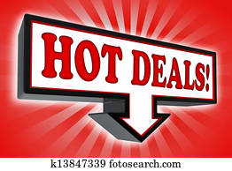 hot deals money red and black arrow sign
