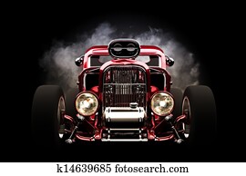 Hot rod with smoke background, 3d m Hot rod with smoke background, 3d m