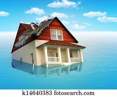 House sinking in water House sinking in water