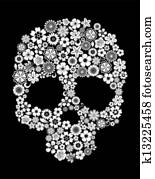 Human skull in floral style Human skull in floral style