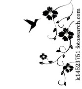 humminbird, und, blumen humminbird, und, blumen