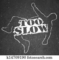 i, pomaly, postava, oklamaný človek, krieda, outline, lenivý, neskoro