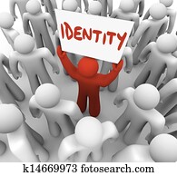 Identity Man Holding Sign Unique Brand Status Awareness Identity Man Holding Sign Unique Brand Status Awareness