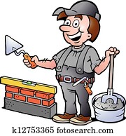 illustration of an Happy Bricklayer illustration of an Happy Bricklayer