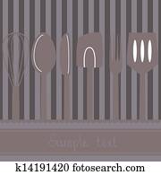 Illustration of kitchen utensils and cutlery with space for text Illustration of kitchen utensils and cutlery with space for text