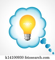 ilustración, de, idea, bombilla