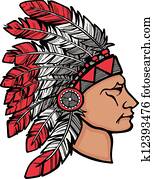 indianische, mann, in, kopfschmuck