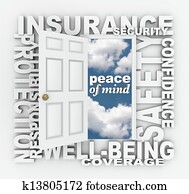 Insurance Word Door 3D Collage Protection Security