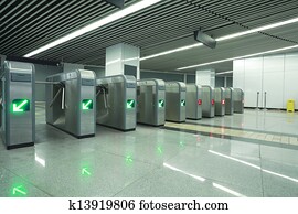 interior, de, a, modernos, arquitetônico, em, turnstile metrô, portão