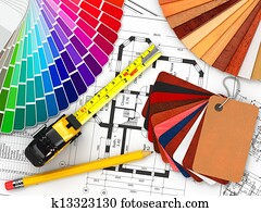interior design. Architectural materials tools and blueprints interior design. Architectural materials tools and blueprints