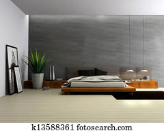 Interior of modern bedroom 3D rendering Interior of modern bedroom 3D rendering