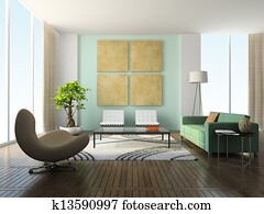 Interior of the modern living-room Interior of the modern living-room