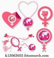 internacional, mujer, día, símbolo, y