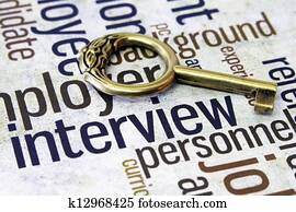 interview, und, schlüssel, begriff