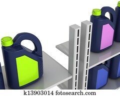 Jerrycans で 車エンジン オイル 隔離された イラスト K Fotosearch