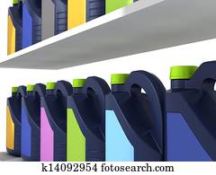 Jerrycans で 車エンジン オイル 隔離された イラスト K Fotosearch