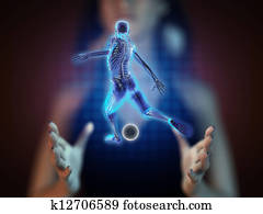 jeu football, joueur, sur, hologramme