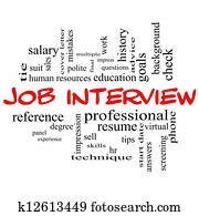 Job Interview Word Cloud Concept in Red Caps Job Interview Word Cloud Concept in Red Caps