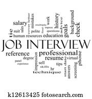 Job Interview Word Cloud Concept in Black and White Job Interview Word Cloud Concept in Black and White
