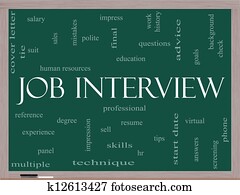 Job Interview Word Cloud Concept on a Blackboard Job Interview Word Cloud Concept on a Blackboard