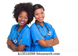 jovem, africano, enfermeiras