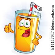 jus d orange, karikatur, daumen hoch jus d orange, karikatur, daumen hoch