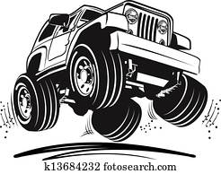 karikatur, jeep karikatur, jeep