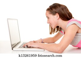 kid using internet laptop