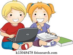 Kids using Laptop to Study Kids using Laptop to Study
