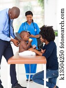 kinderarzt, untersuchen, baby- junge