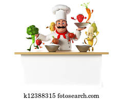 Kitchen chef and vegetables Kitchen chef and vegetables